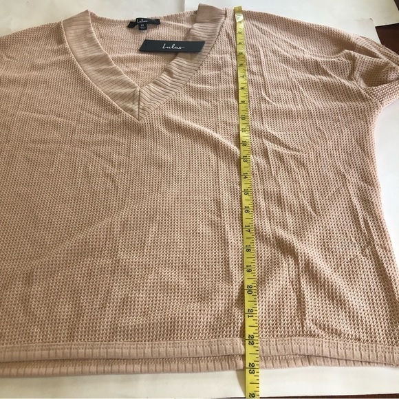 Lulu’s Personal Record Tan Knit Balloon Sleeve Sweater Top Size M - Picture 14 of 15